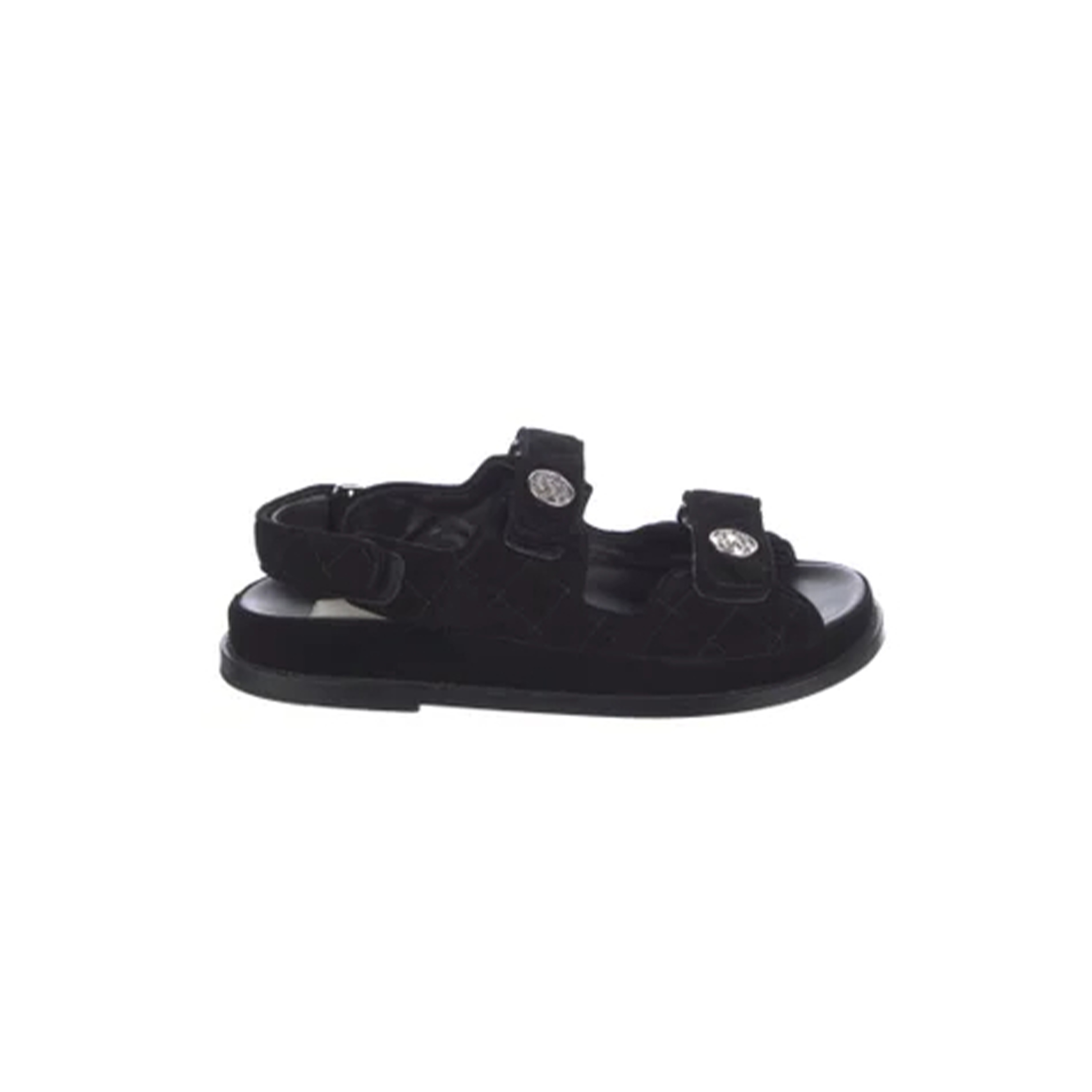 CHANEL VELCRO SANDALS FOR WOMEN 2022 SUMMER FLAT SOLED SHOES BLACK 